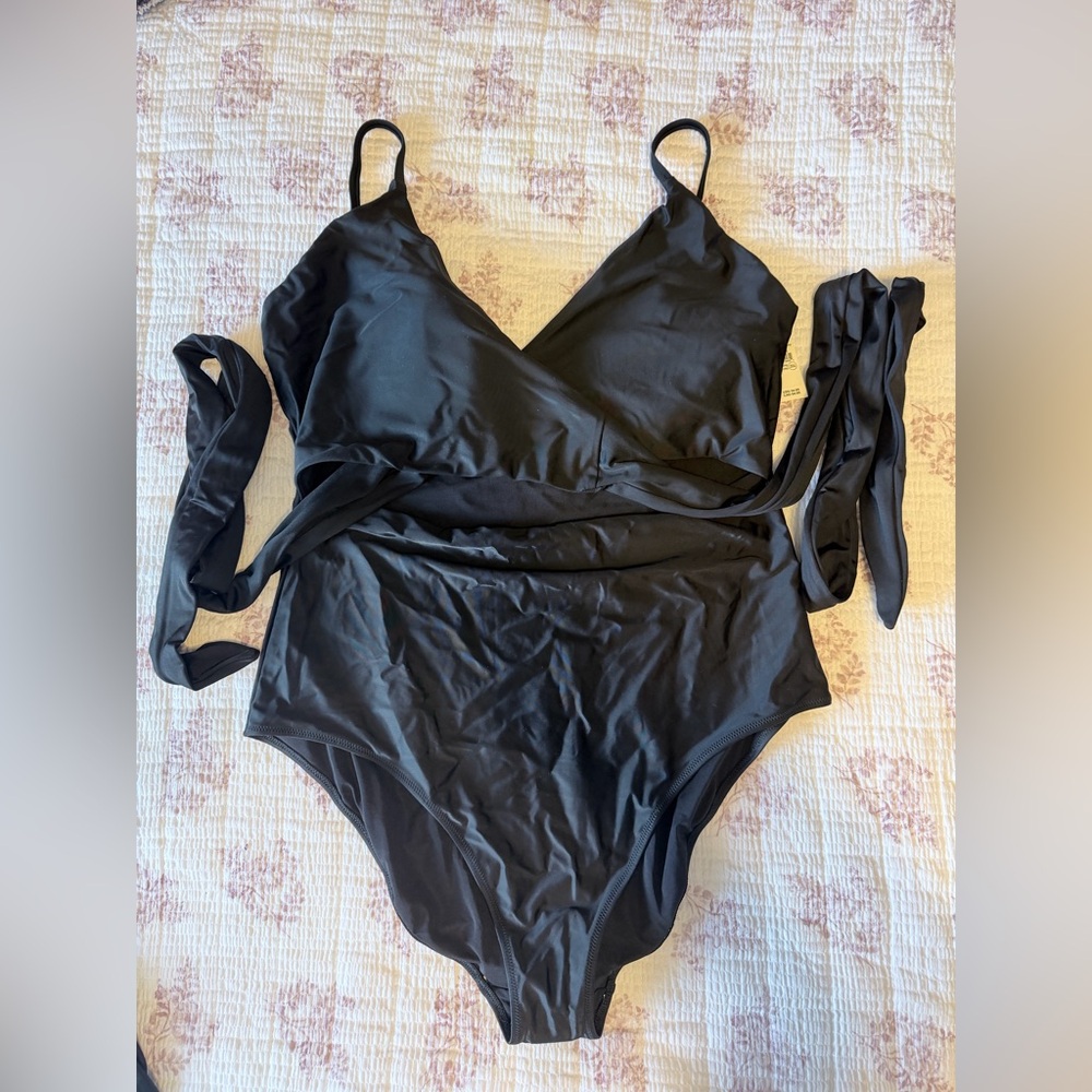 Aerie Black Wrap Swimsuit
